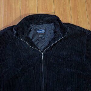 Men's Vintage Anchor Blue Corduroy Black Zip Up Jacket XL